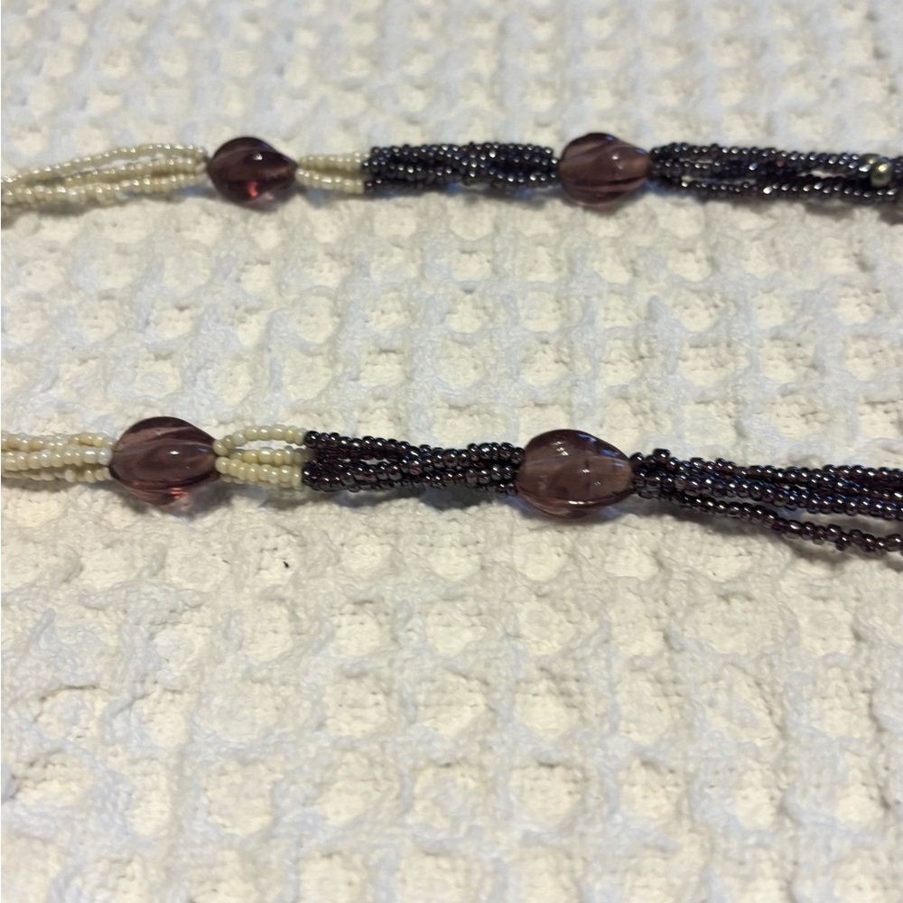 Beaded Necklace with Purple Accents